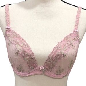 FELINA Lingerie Pink Sheer Lace Bralette 34C